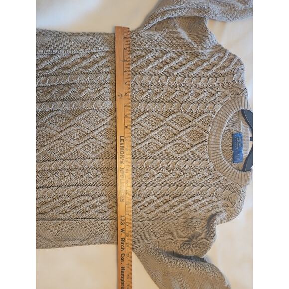 Cambridge Classic Chunky Cable Knit Sweater Crewneck Brown/Tan - Picture 4 of 5